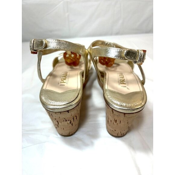 Prada Chain Link Gold Wedges - Picture 3 of 16